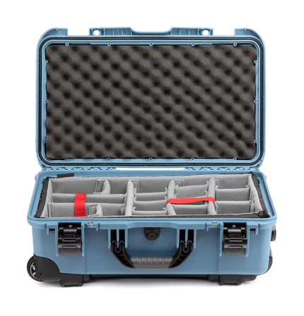 Nanuk 935 case with padded divider set - View Inside - Cyan Blue colour